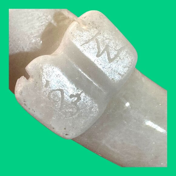 Zuni Hand Carved White Buffalo Fetish Turquoise Eyes Artisan Signed Todd Etsate - Picture 6 of 12